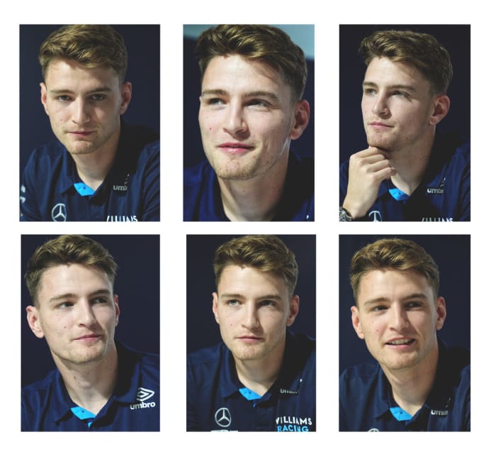 American Forumla Two driver Logan Sargent poses during an interview.